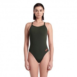 Arena Costume Intero Piscina Team Challenge Solid Verde Arancio Donna