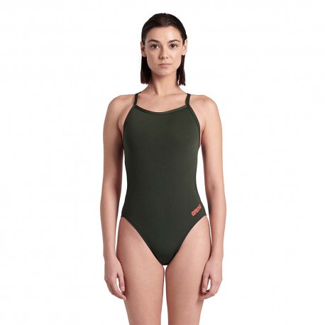 Arena Costume Intero Piscina Team Challenge Solid Verde Arancio Donna