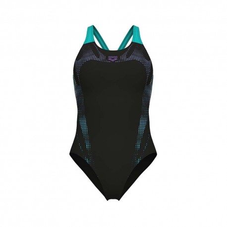 Arena Costume Intero Piscina Spider Web Nero Ottanio Donna