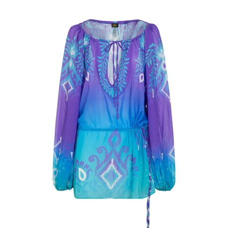 Effek Abito Da Spiaggia Caftano Blu Donna