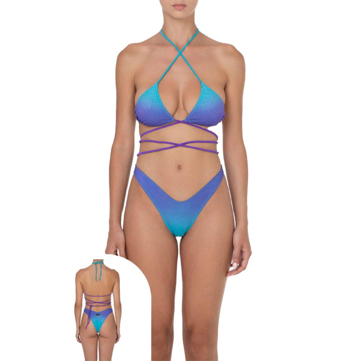 Effek Bikini Triangolo Lacci Degrade Blu Donna