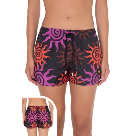 Effek Pantaloncini Mare Fantasia Sole Nero Donna