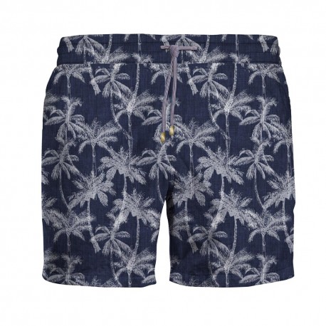 Zeybra Costume Boxer Palme Blu Uomo