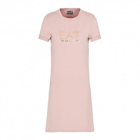 Ea7 Abito Da Spiaggia Copricostume Logo Rosa Donna