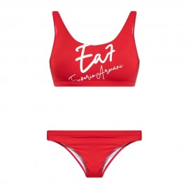 Ea7 Bikini Con Bralette Rosso Donna