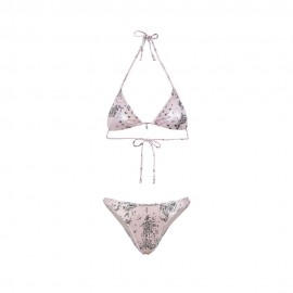 Effek Bikini Triangolo con Slip Americano Fisso Jersey Fantasia Rosa Donna