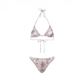Effek Bikini Triangolo con Slip Americano Fisso Jersey Fantasia Rosa Donna