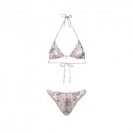 Effek Bikini Triangolo con Slip Americano Fisso Jersey Fantasia Rosa Donna