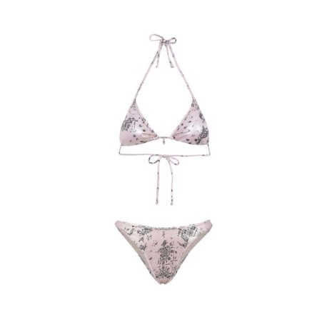 Effek Bikini Triangolo con Slip Americano Fisso Jersey Fantasia Rosa Donna
