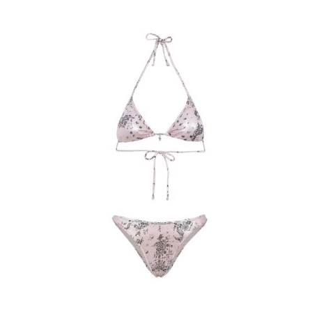 Effek Bikini Triangolo con Slip Americano Fisso Jersey Fantasia Rosa Donna