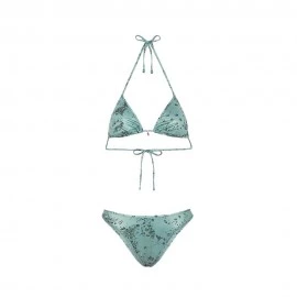 Effek Bikini Triangolo con Slip Americano Fisso Jersey Fantasia Verde Donna