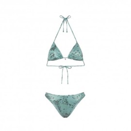Effek Bikini Triangolo con Slip Americano Fisso Jersey Fantasia Verde Donna