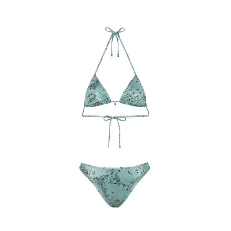Effek Bikini Triangolo con Slip Americano Fisso Jersey Fantasia Verde Donna