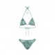 Effek Bikini Triangolo con Slip Americano Fisso Jersey Fantasia Verde Donna