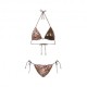 Effek Bikini Triangolo con Slip Regolabile Fantasia Bielastico rigato lucido Marrone Donna