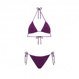 Effek Bikini Triangolo con Slip Regolabile Lurex Fucsia Donna