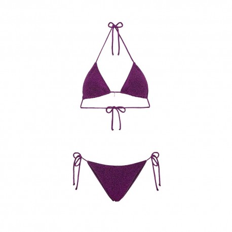 Effek Bikini Triangolo con Slip Regolabile Lurex Fucsia Donna