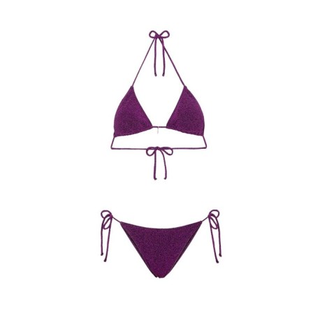 Effek Bikini Triangolo con Slip Regolabile Lurex Fucsia Donna