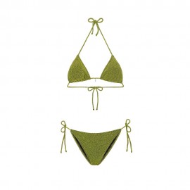 Effek Bikini Triangolo con Slip Regolabile Lurex Verde Donna