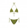Effek Bikini Triangolo con Slip Regolabile Lurex Verde Donna