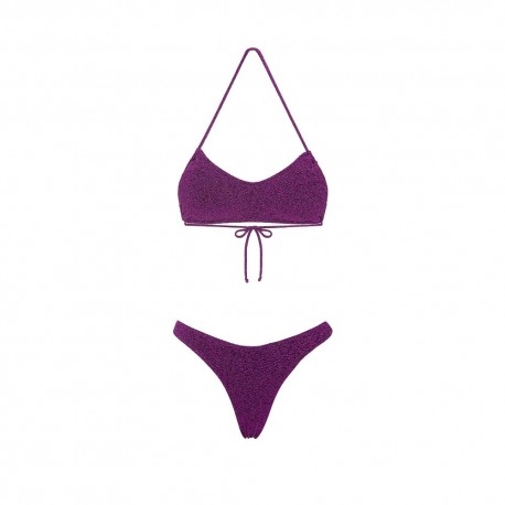 Effek Bikini Fascia con Slip Americano Fisso Lurex Fucsia Donna