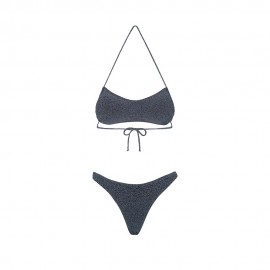 Effek Bikini Fascia con Slip Americano Fisso Lurex Grigio Donna