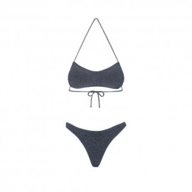 Effek Bikini Fascia con Slip Americano Fisso Lurex Grigio Donna