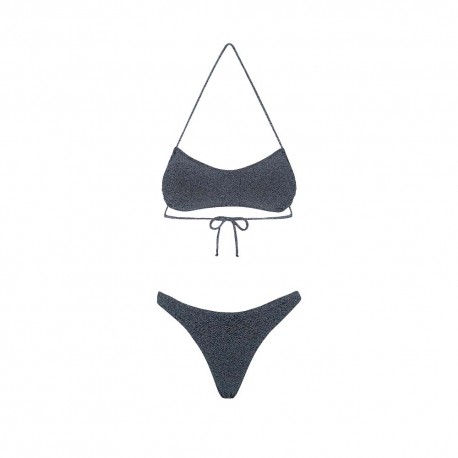 Effek Bikini Fascia con Slip Americano Fisso Lurex Grigio Donna