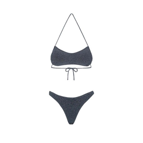 Effek Bikini Fascia con Slip Americano Fisso Lurex Grigio Donna