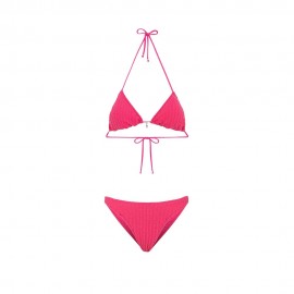 Effek Bikini Triangolo con Slip Americano Fisso Goffrato Rigato Fucsia Donna