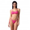 Effek Bikini Fascia con Slip Regolabile Goffrato Rigato Fucsia Donna