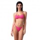 Effek Bikini Fascia con Slip Regolabile Goffrato Rigato Fucsia Donna