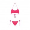 Effek Bikini Fascia con Slip Regolabile Goffrato Rigato Fucsia Donna