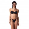 Effek Bikini Fascia con Slip Regolabile Goffrato Rigato Nero Donna