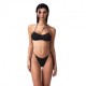 Effek Bikini Fascia con Slip Regolabile Goffrato Rigato Nero Donna