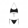Effek Bikini Fascia con Slip Regolabile Goffrato Rigato Nero Donna