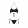 Effek Bikini Fascia con Slip Regolabile Goffrato Rigato Nero Donna