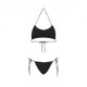 Effek Bikini Fascia con Slip Regolabile Goffrato Rigato Nero Donna