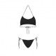 Effek Bikini Fascia con Slip Regolabile Goffrato Rigato Nero Donna