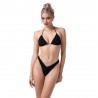 Effek Bikini Triangolo con Slip Americano Fisso Goffrato Rigato Nero Donna