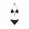 Effek Bikini Triangolo con Slip Americano Fisso Goffrato Rigato Nero Donna