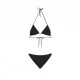 Effek Bikini Triangolo con Slip Americano Fisso Goffrato Rigato Nero Donna