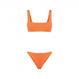 Effek Bikini Top con Slip Fisso Goffrato Arancione Fluo Donna