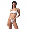 Effek Bikini Top con Slip Fisso Goffrato Bianco Donna