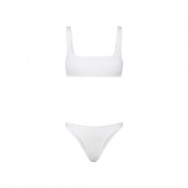 Effek Bikini Top con Slip Fisso Goffrato Bianco Donna
