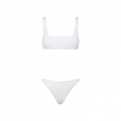 Effek Bikini Top con Slip Fisso Goffrato Bianco Donna
