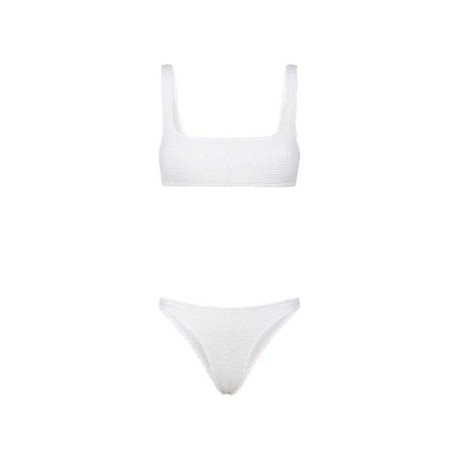 Effek Bikini Top con Slip Fisso Goffrato Bianco Donna
