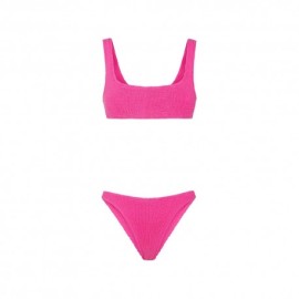 Effek Bikini Top con Slip Fisso Goffrato Fucsia Fluo Donna