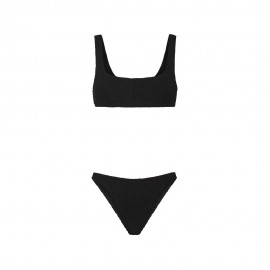 Effek Bikini Top con Slip Fisso Goffrato Nero Donna