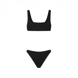 Effek Bikini Top con Slip Fisso Goffrato Nero Donna